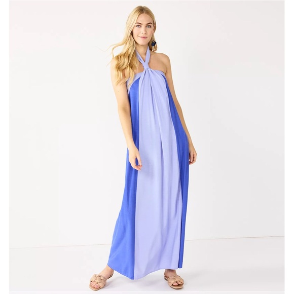 Nine West Dresses & Skirts - Nine‎ West Halter Strapless Maxi Dress In Periwinkle And Lavender NEW Size XXL